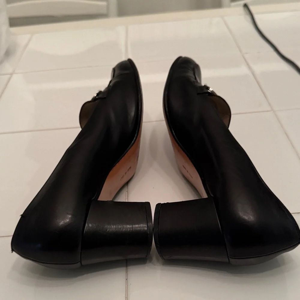 Salvatore Ferragamo Black Leather Loafers with Silver Accent size 10